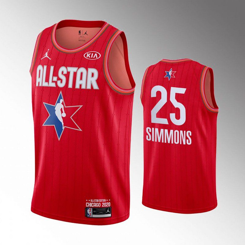 Men Philadelphia 76ers #25 Simmons Red 2020 All Star NBA Jerseys->philadelphia 76ers->NBA Jersey